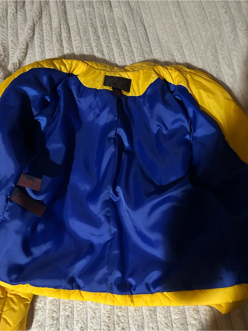 Ralph Lauren Yellow Puffer Jacket with Blue Trim - Picture 4 of 4
